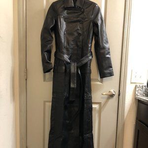 Bespoke 60-Inch Leather Trench Coat Size S